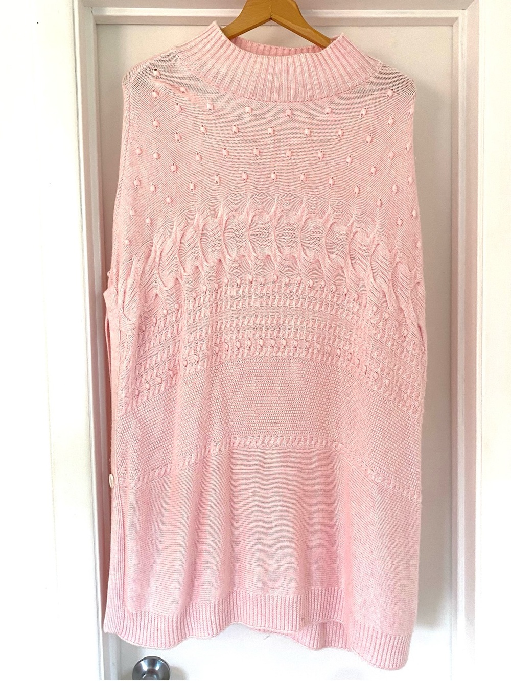 Talbots Light Pink Cable-Knit Poncho Sweater (medium)